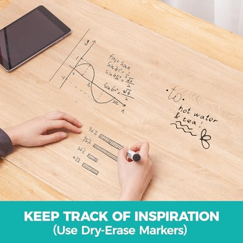 Clear Glass Desk Mat 20" x 36" Tempered Desk Protector Pad for Desktop Dry Erase Whiteboard Desk Cover for Wooden Craft Vanity Desk Topper, Extra Large - Image 3