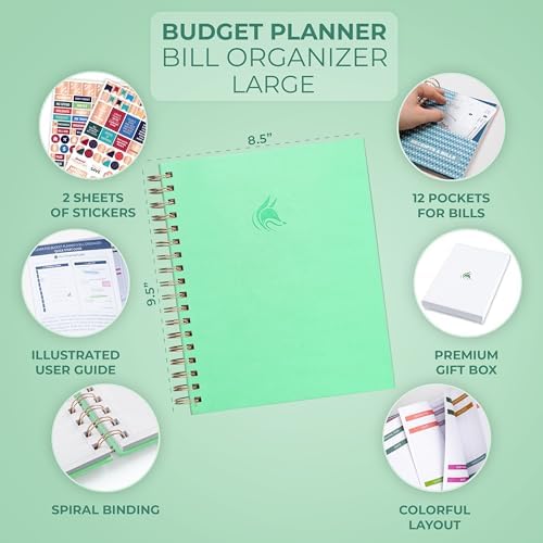 Clever Fox Budget Planner & Monthly Bill Organizer, Large Mint Green - Image 2