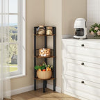 Tajsoon Corner Shelf Stand 3 Tier 39.5" with Metal Frame, Rustic Brown by Tajsoon