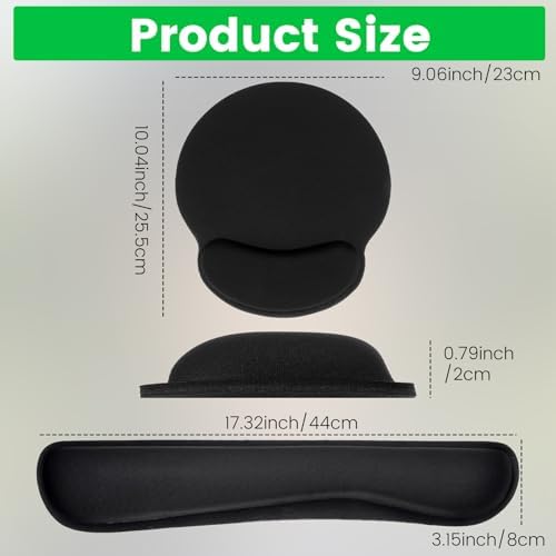 6 Pcs Mouse Pad and Keyboard Wrist Rest - Ergonomic Wrist Pad for Computer Keyboard and Mouse Pad, Memory Foam Wrist Support for Comfy Typing (Classic Black) - Image 2