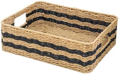 Handwoven Paper Rope Storage Basket, Rectangular Wicker Organizer by HODAKJUE