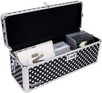 Vaultz Combination Lock Box - Pack of 1-19.24 x 6.7 x 7.24 Inch Doublewide Safe with Key and Combo Lock for Important Documents, Medicine & Money - Black & White Polka Dot - Image 2