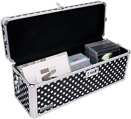 Vaultz Combination Lock Box - Pack of 1-19.24 x 6.7 x 7.24 Inch Doublewide Safe with Key and Combo Lock for Important Documents, Medicine & Money - Black & White Polka Dot - Image 2