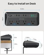 TROND 20W USB C Desk Clamp Power Strip Fit 1.97" Tabletop, ETL List, 10ft - Image 3
