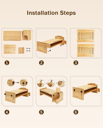 MyPlace Bamboo Monitor Stand Riser with Adjustable Height and Angle - Image 7