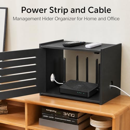 WiFi Router Storage Cabinet, Router Cabinet-(Black) - Image 4