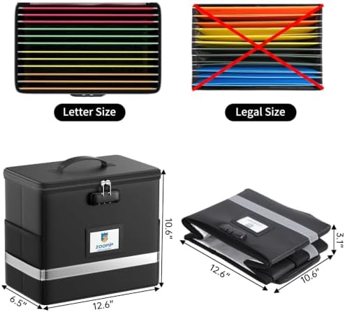 Fireproof File Box with Lock, 5200℉ Document Organizer, Black - Image 4