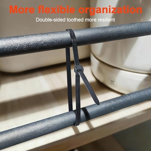 Zip Ties Assorted Size,8+12+14 Inch V-Shaped Toothed Double Sided Toothed,100 LBS Tensile Strength Heavy Duty Cable Wire Ties More Durable Nylon Tie Wraps for Indoor Outdoor（1000 Pack） - Image 5