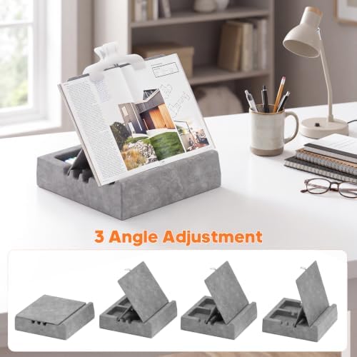 KDD Book Stand for Reading with Storage and Book Clip, Multi-Angle Adjustable Tablet Pillow Holder for Lap, Bed, Desk and Couch, Foldable iPad Holder with Organizer for Book,Tablet, E-Reader (4.7-15") - Image 6