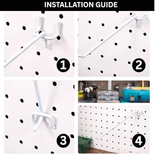 Pack of 100 Heavy Duty Pegboard Hooks – 6 Inches Metal Peg Board Shelving Hook – White Pegboard Display Hooks for Garage Storage & Retail Store Fixtures - Image 5
