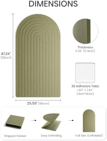 Large Arched Felt Bulletin Board 47.2''×25.5'', Olive Green - Image 3