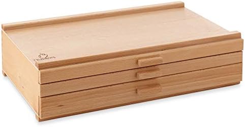 7 Elements 3 Drawer Wooden Artist Storage Supply Box for Pastels, Pencils, Pens, Markers, Brushes and Tools - Image 4