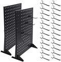 2Pcs Metal Pegboard Display Stand with 24 Peg Hooks for Craft Shows & Fairs,Black Jewelry Retail Display Rack for Selling Accessories,Display Stands for Earring,Pin Stands,Retail Vendors(16*12inch) by zjdbset