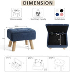 OGEMXU Storage Ottoman, Small Foot Stool Ottoman with Storage, Boucle Teddy Velvet Foot Rest with Padded Seat, Sturdy Wood Legs Stool for Living Room, Bedroom, Couch, Enterway (Dark Blue) - Image 3