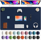 Aothia Faux Leather Desk Mat - Large Mouse Pad, Non-Slip PU Leather Blotter, Waterproof Writing Surface for Office and Home (Dark Blue, 63" x 24") by AothiaSimpleNaturalUnique