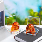 Glass Skull Book Ends for Shelves with Multicolor Red Crystal Skulls - Image 3