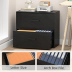 File Cabinet, 2 Drawer Lateral Filing Cabinet with Hanging Bars for Letters, Black File Cabinets for Home Office, Large Printer Stand, Wood Office Storage Cabinet - Image 5