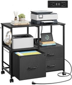 DEVAISE 3 Drawer Mobile File Cabinet, Fabric Lateral Filing Cabinet, Black by DEVAISE