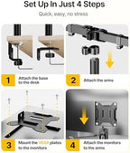 monTEK Quad Monitor Stand for Four 17-32" Screens, 22 lbs Each - Image 6