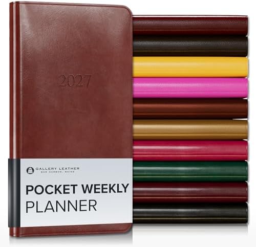 Gallery Leather Pocket Weekly Planner 2026-2027 Acadia Tan by GalleryLeather