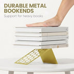 Gold Geometric Honeycomb Metal Bookends - Book Ends for Shelves - Decorative Modern Heavy Duty Bookend Stopper - Book Ends for Heavy Books - Home Office Book Holder - 2 Pair, 6x3.25x6.25 in - Image 5