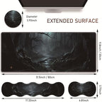 Large Gaming Table Pad 31.5 "x 11.8" + Keyboard Wrist Pad + Mouse Wrist Pad + Coaster Non-Slip Base 4-in-1 Set, Ergonomic Memory Foam, Easy Typing Pain Relief, Strange Mysterious Dark Forest - Image 6