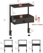 VENNQD Clamp On Desk Shelf, 2-Tier Desktop Organizer, Wood Desktop Supplies Tabletop Book Storage Rack with Adjustable Shelves for Table Working and Gaming Accessories, Black - Image 2