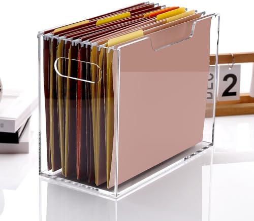 Acrylic Hanging File Organizer, Letter Size Clear Magazine Rack Folders Holder, Large Capacity Storage Box for Desk Office School, No Assembly Required - Image 7