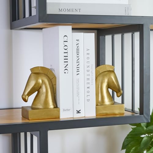 Gold Horse Bookends, Vintage Horse Head Book Ends for Heavy Books - Image 6