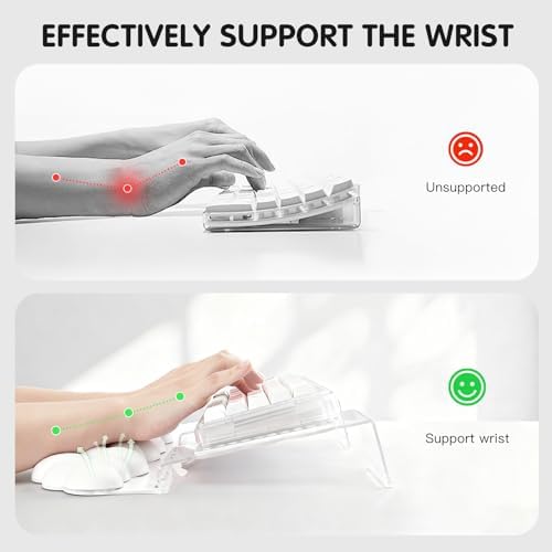 White Acrylic Keyboard Stand with Wrist Rest，Detachable/Adjustable Width - Image 5