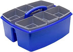 Storex Large Classroom Craft Caddy with Cups, 13 x 11 x 6.575 Inches, Blue, Case of 2 (00985A02C) - Image 3