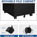 Fesbos 3 Drawer Mobile Metal File Cabinet, Black Filling Cabinets with Lock, Pre-Built Office Storage File Cabinet with Wheels Under Desk - Assembled Required - Image 5