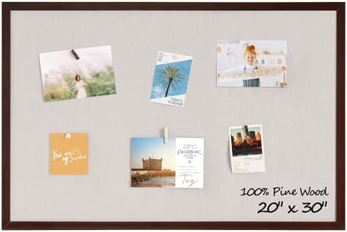 Fun Memories Cork Board Bulletin Board for Office, 20" x 30" Oak Wooden Framed Corkboard, Wall Mounted Notice Pin Board for School Home & Office, Dark Walnut by FunMemories
