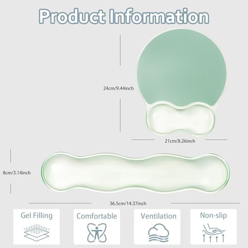 Green Wave Gel Wrist Rest for Keyboard and Mouse - Ergonomic Mouse Pad - Image 2