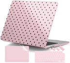 DONGKE for MacBook Air 13 Inch Case M5 2026 M4 2025 M3 M2 2024-2022 A3449 A3240 A3113 A2681, Plastic Hard Shell & Keyboard Cover & Screen Film for MacBook Air 13.6 Inch Case - Black Polka Dots by DONGKE