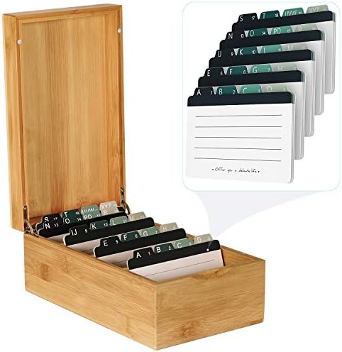 MaxGear Bamboo Business Card Organizer for 3" x 5" Cards by MaxGear