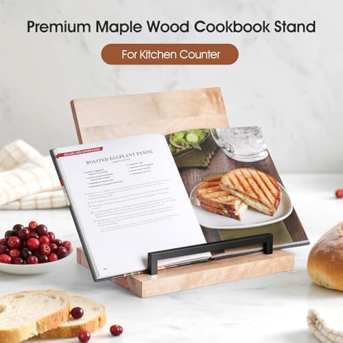 Wooden Recipe Book Holder& Kitchen Serving Tray for Kitchen Counter Decor - Image 5
