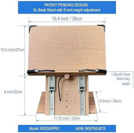 BS2500PRO XL Super Heavy Duty 15.4x10.5 Portable Height Adjustable Foldable Eye Level Bookstand Holder for Reading Hands Free Large Thick Heavy College Textbooks Tablets Neck Pain Free - Image 4