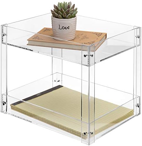 MyGift 2-Tier Premium Clear Acrylic Desk Letter Tray Organizer, A4 Size 2 Tier Document Organizer Desktop File Paper Holder Rack for Home and Office by MyGiftHome