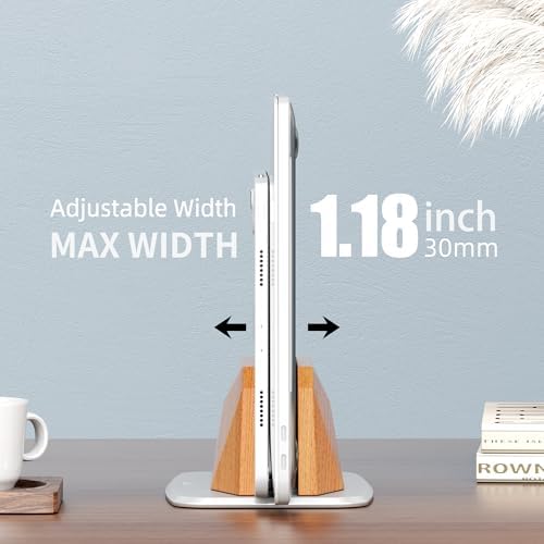 AFOOYO Vertical Laptop Stand - Wooden Adjustable Laptop Holder,Desktop Dock Compatible with All MacBook, Surface,Chromebook,Dell & More(Beechwood) - Image 3