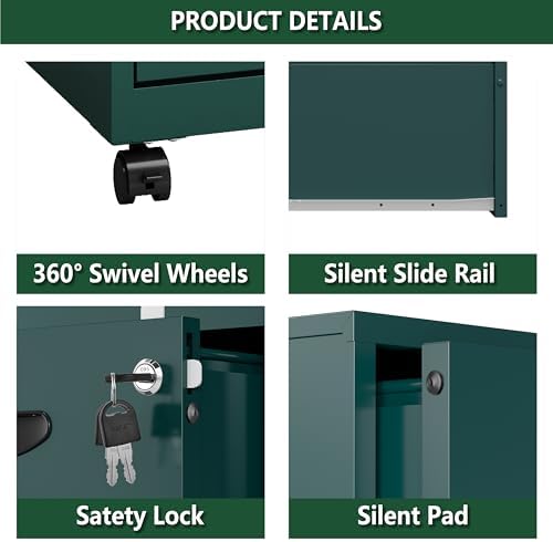 Polup 2 Drawer Rolling File Cabinet with Lock for Home Office - Image 5