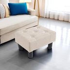 Poofzy Small Foot Stool Ottoman, Linen Ottoman Foot Rest with Legs, Rectangle Foot Rest for Couch, Footstools and Ottomans Small for Living Room and Entryway (Beige) - Image 2