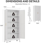 COFaR 71" Metal Pantry Cabinet with 5 Adjustable Shelves, White Storage Cabinet with Doors, Sturdy Freestanding Cupboard for Kitchen Organization, Living Room & Bathroom - Image 2