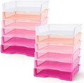 Teenyyou Set of 12 Colorful Classroom Turn in Trays Stackable, Pink by Teenyyou