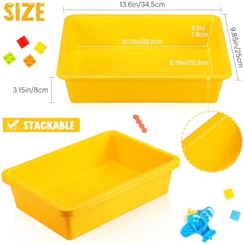 Sintuff 24 Pcs Classroom Paper Tray, Stackable Letter Size Bin, Yellow - Image 3