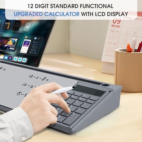 Varhomax Glass Desk Whiteboard Gray with Calculator - Image 3