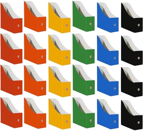 Limitliho 24 Pack Six color Cardboard Magazine Holder for Desk or Shelves by Limitliho