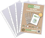 eco-eco A4 100% Recycled Multi Punched Pockets Glass Clear, Transparent Poly Wallet Sheet Protector, 45 Microns (Pack of 50 x2), eco076x2 - Image 3