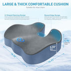 BlissTrends Extra Thick Seat Cushion for Office Chair & Car Seat, Grey&Blue - Image 2