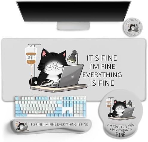 LIMKRIAN Cat Ergonomic Mouse Pad with Wrist Rest Desk Mat Sets Accessories by LIMKRIAN